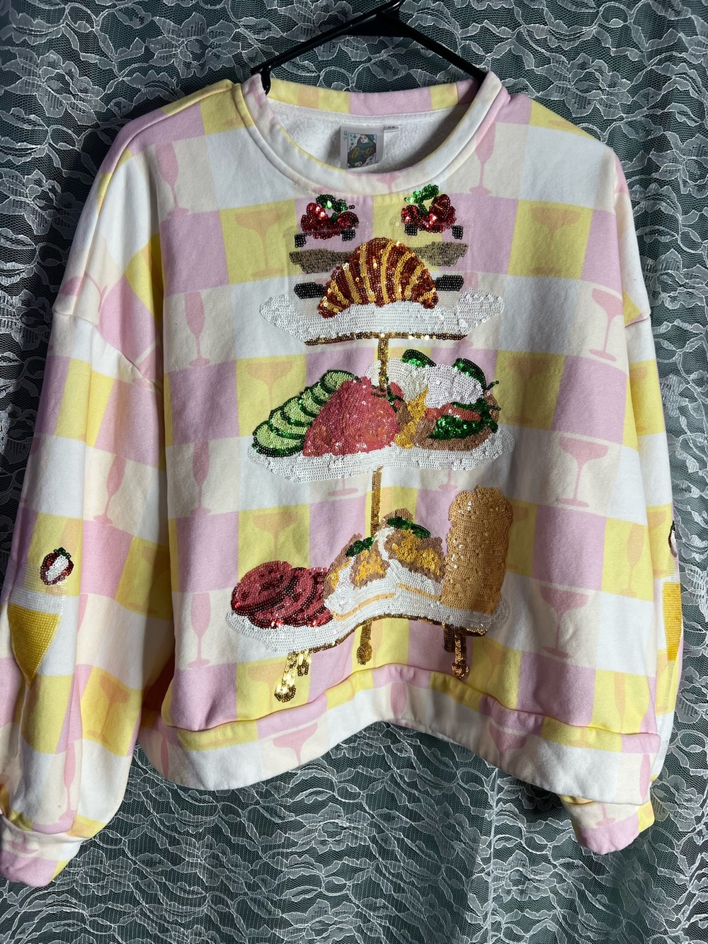 Queen of Sparkles Thanksgiving Feast Dinner Cocktail Party Sequins Sweater XS